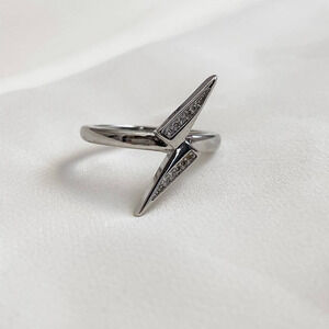VTG Silver Lightening Bolt CZ Diamond Ring